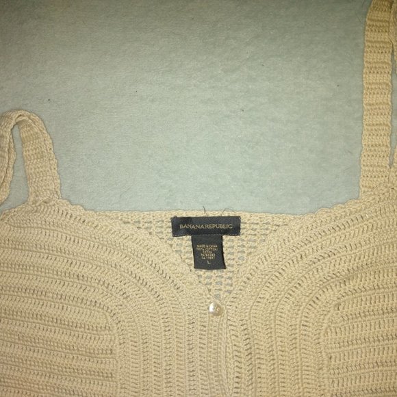 Banana Republic Cotton Crochet Knit Strap top~L~ - Picture 9 of 12